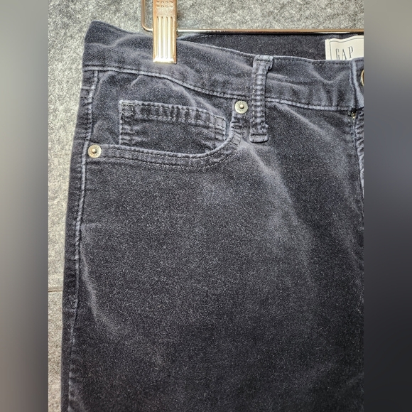 GAP Black Velvet Vintage Slim Mid Rise Jeans Black Velour Womens Size 30/ 10R - Picture 3 of 7